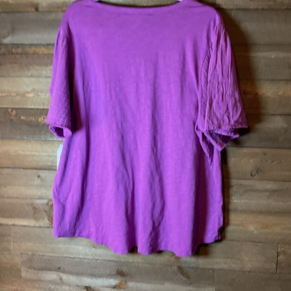 Time and Tru V-Neck Tee Gauzy Sleeve Violet Purple Women’s Size XXL 20 NWT - Picture 2 of 2